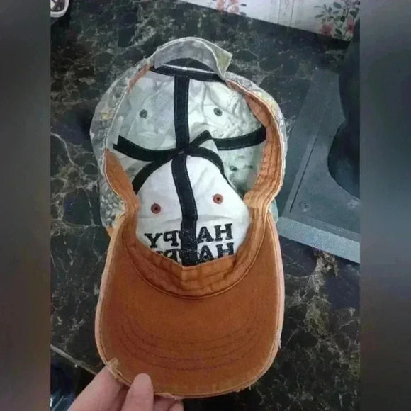Duck Dynasty CAMO HAPPY Happy Happy Cap Adjustable Strap Back Distressed Casual - Picture 6 of 8